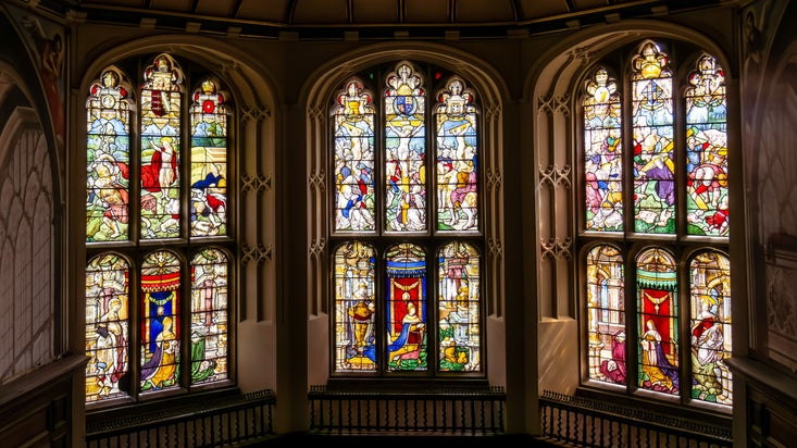 Early 16th-century Flemish stained-glass windows in the chapel at The Vyne